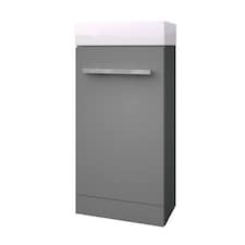 Bathroom Floor Standing Cloakroom Vanity Unit with Basin 400mm Wide - Storm Grey Gloss - Brassware Not Included | Grey | Grey | 1