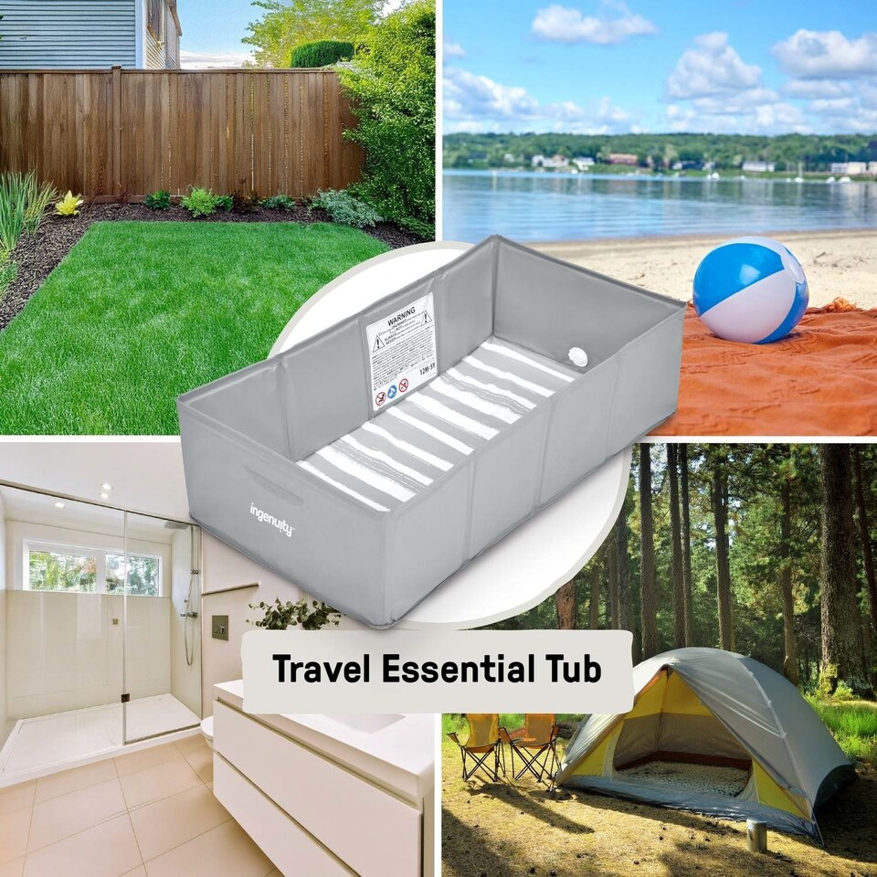image 1 of Ingenuity Tuckaway Toddler Tub Grey Suitable from 12 Months to 5 Years