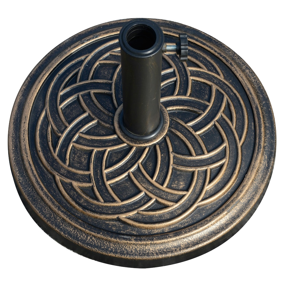 image 1 of Outsunny 11.5kg Garden Parasol Base for 38mm or 48mm Umbrella Poles Bronze