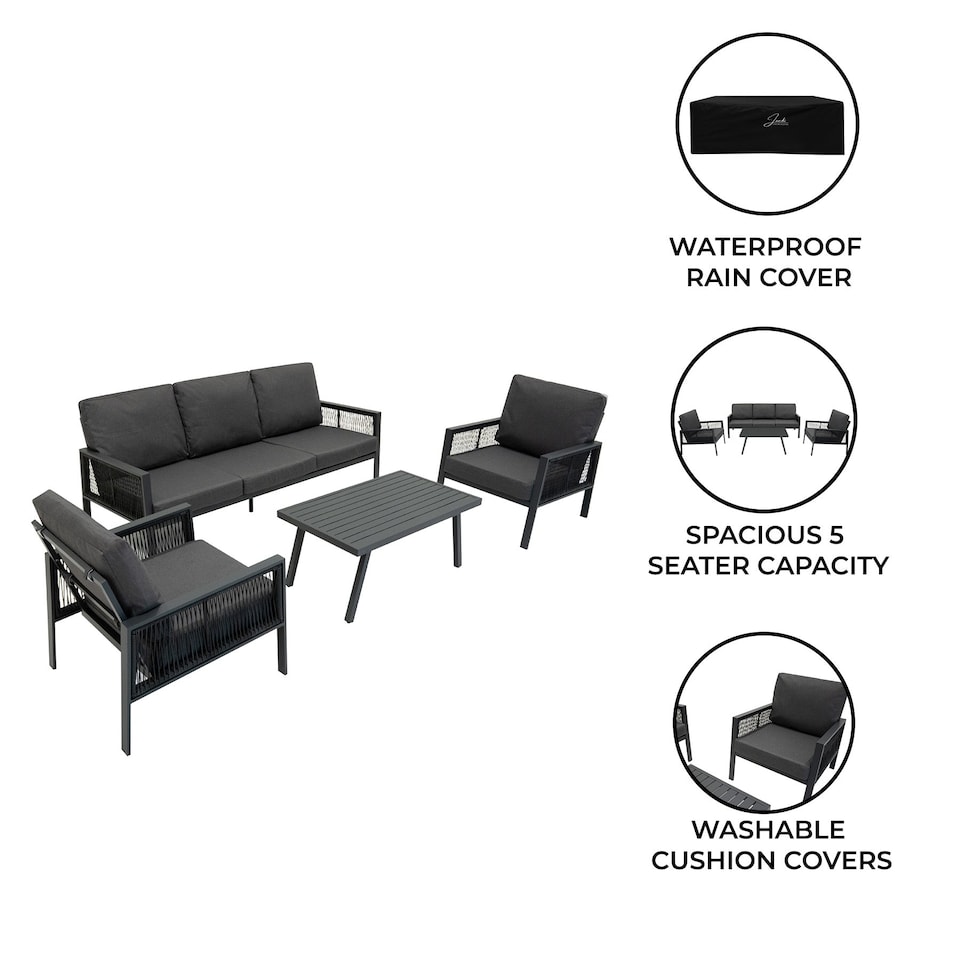 image 1 of Aluminium 4 Piece Sofa Set - Anthracite Grey