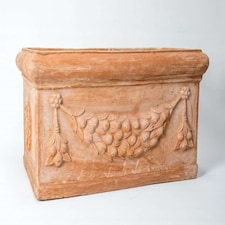 Primrose Garden Large Terracotta Red Trough Planter With Decorative Detail 80cm