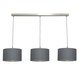 image 4 of ValueLights Reni Grey & Chrome Drum Shade 3 Drop Bar Chrome Diner Ceiling Pendant Light Silver