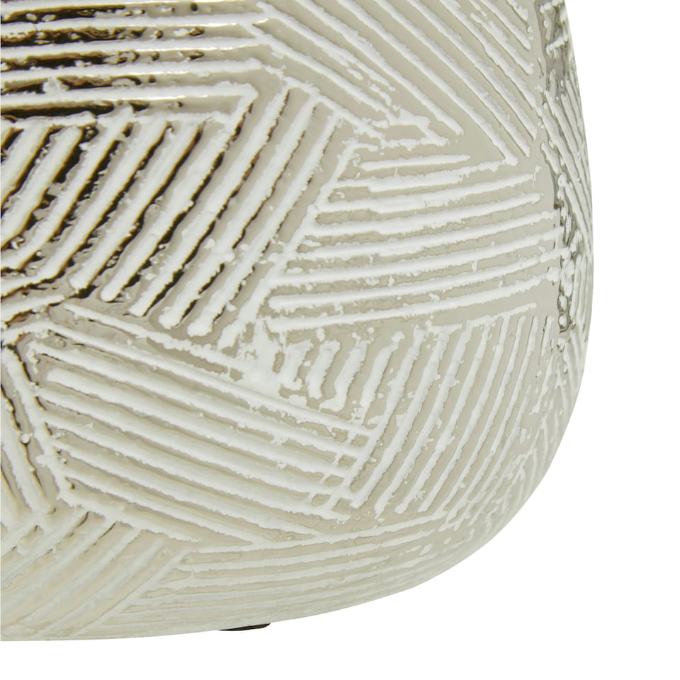 image 1 of Honna Small White Silver Ceramic Planter White