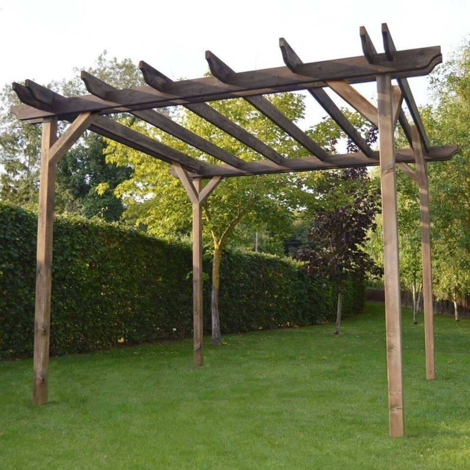 image 1 of Double Garden Pergola - Wood - L180 x W480 x H270 cm - Rustic Brown