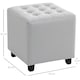 image 7 of HOMCOM Square Footstool Small Ottoman w/ Wood Legs for Bedroom Light Grey | Grey