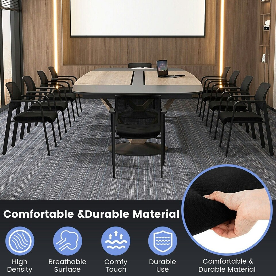 image 1 of COSTWAY Set of 2 Meeting Waiting Room Office Chairs Stackable Black