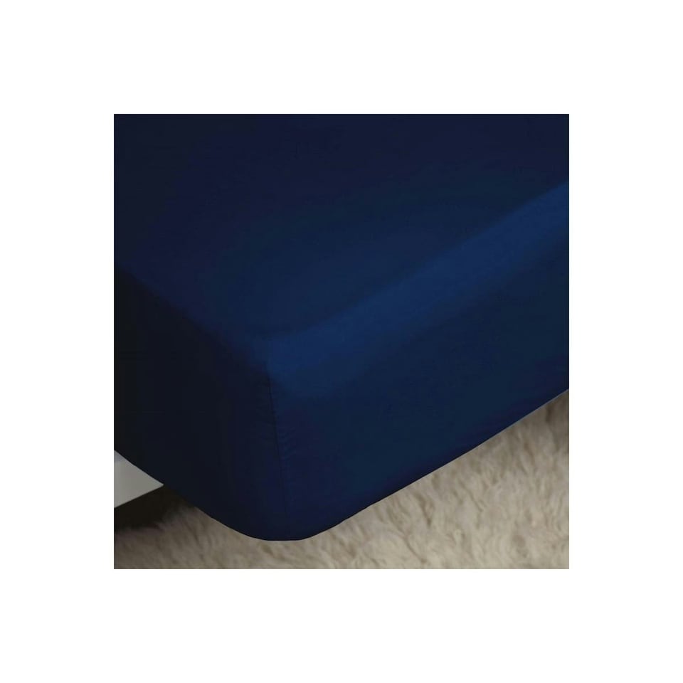 image 1 of Belledorm 200 Thread Count Egyptian Cotton Fitted Sheet - Navy - Superking