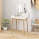 image 9 of HOMCOM Dressing Table with Flip-up Mirror, Makeup Desk with 2 Drawers and Pine Wood Legs, Vanity Table Writing Desk for Bedroom Living Room, White