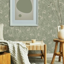 Boutique Belle Geometric Sage Green Wallpaper Green | Gold