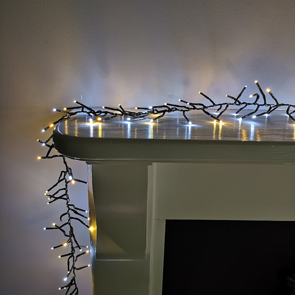 image 1 of 2000 LED 25m Premier Clusterbrights Indoor Outdoor Multifunction Mains Operated Christmas Cluster Lights with Timer in Cool & Warm White Mix