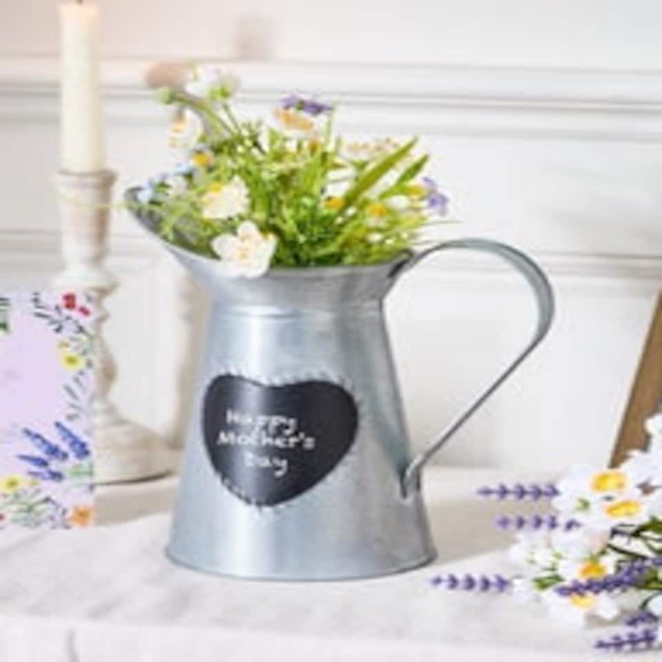 image 1 of Silver Jug Vase with Chalkboard Heart Silver