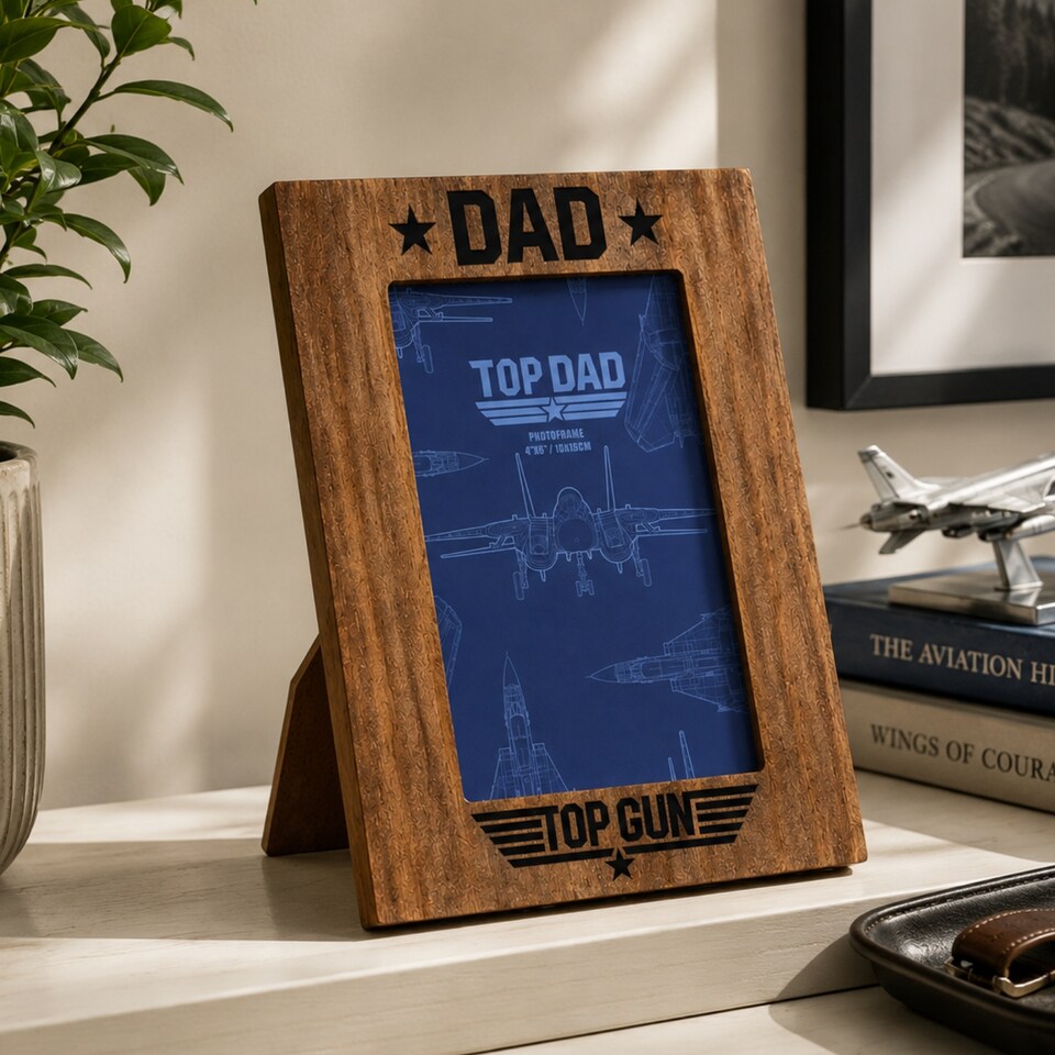 image 1 of Top Gun Top Dad Photo Frame Brown