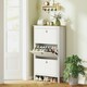 image 2 of HOMCOM 3 Drawer Shoe Cabinet with Flip Doors for Hallway, Entryway White | 80W x 24D x 131H cm