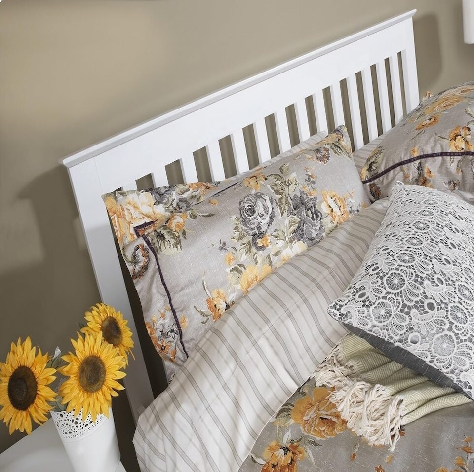 image 1 of 5ft King Size white finish solid wood wooden headboard bed head end board | White | 5ft King Size