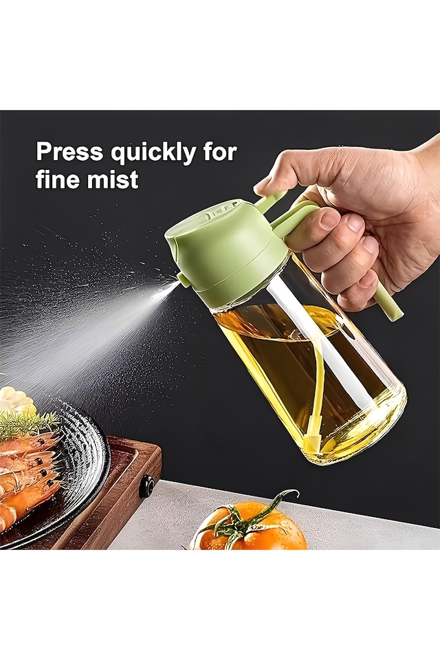 image 1 of Living and Home 2-in-1 Glass Oil Sprayer & Dispenser,Green,600ml | Green
