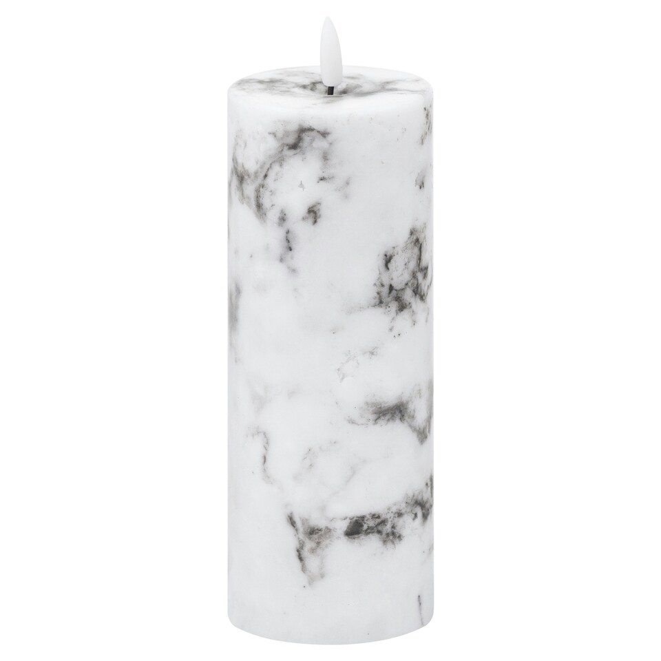 image 1 of Hill Interiors Luxe Collection Marble Natural Glow Electric Candle - White/Black - 15cm x 7cm x 7cm