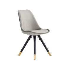 Single Sofia Ergonomic Modern Dining Chair Upholstered in Velvet, Metal Legs with Gold End Tips | Grey | Dark Grey
