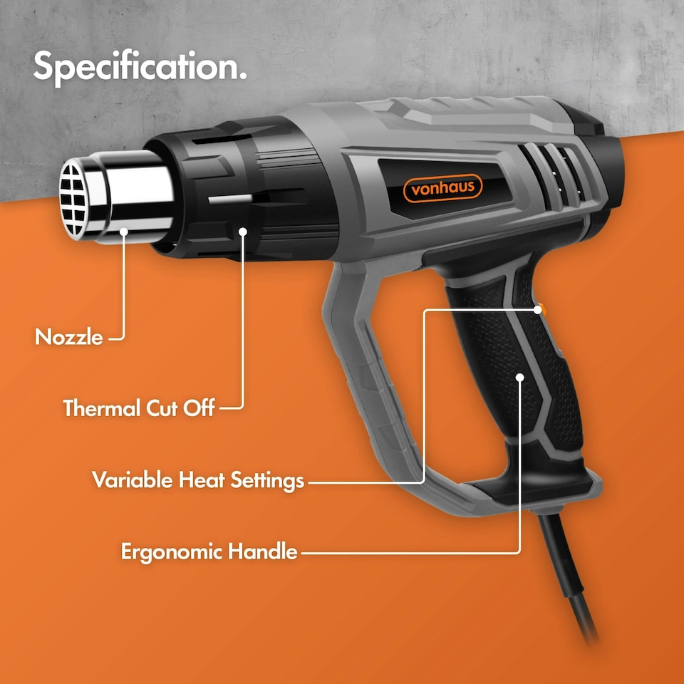 image 1 of VonHaus 2000w Heat Gun with Two Temperature Settings