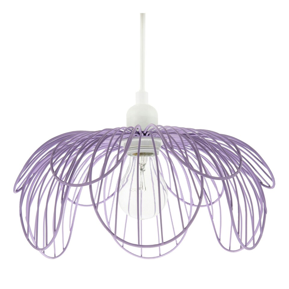 image 1 of Mate Lilac Metal Wire Overlapping Petal Ceiling Pendant Light Shade Purple