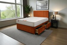 Sarah Plush Bed Set With Mattress, 2 Drawers Same Side & 24"Headboard