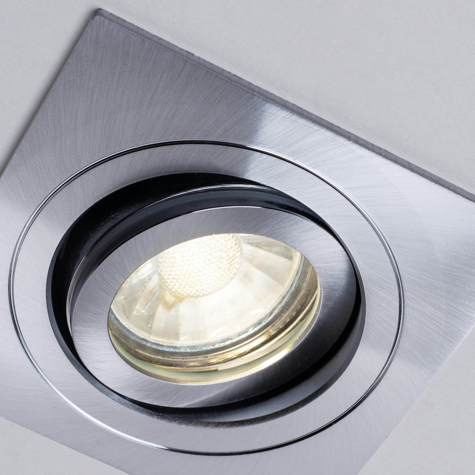 image 1 of BHS Sym Square IP65 Tiltable Downlight | Silver | Satin Nickel | 1