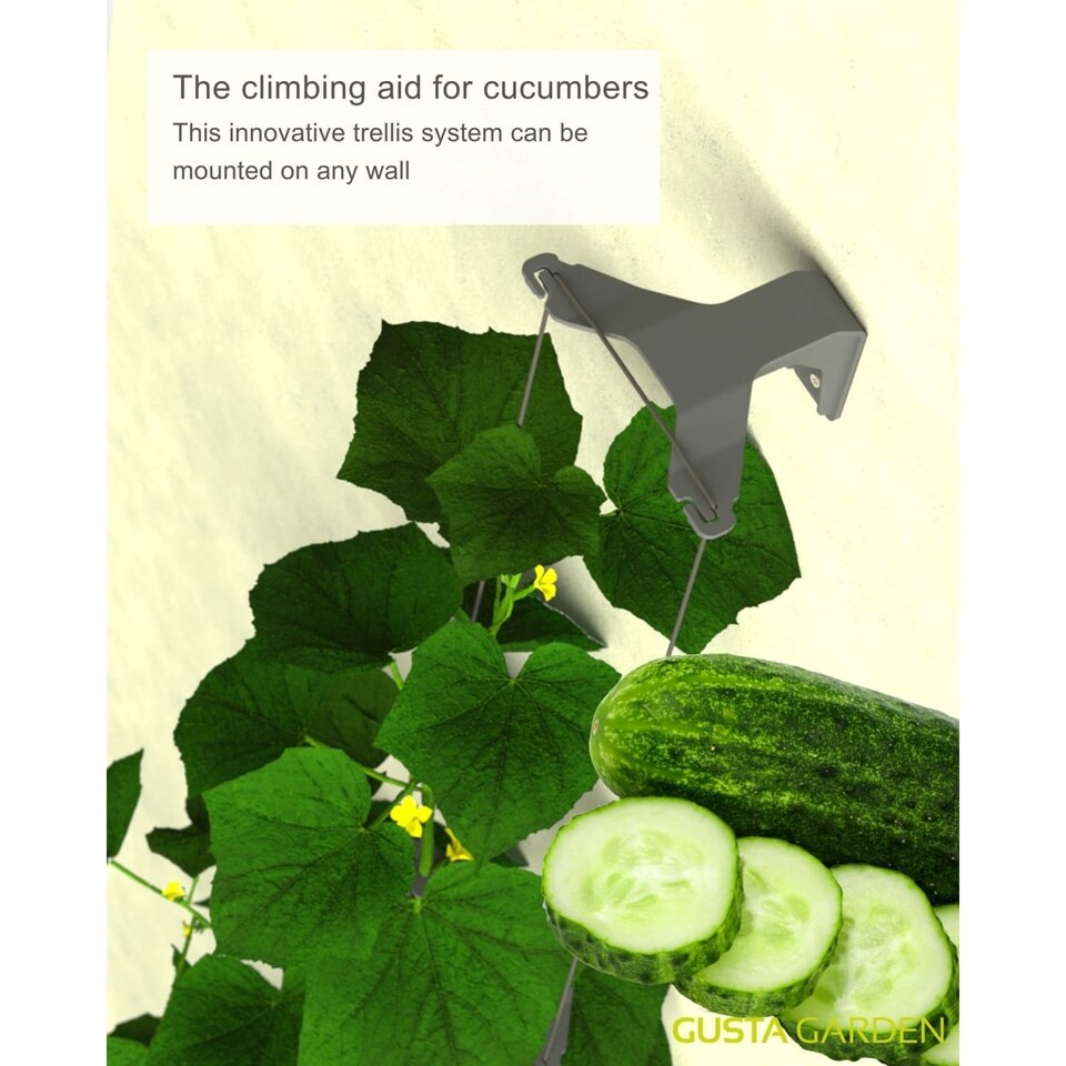 image 1 of GUSTA GARDEN Curt Cucumber Pot - Plant Pot with Trellis for Cucumbers, Irrigation System (Dark Green)