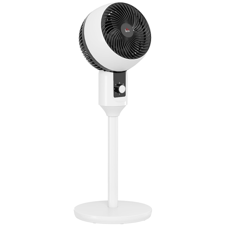 image 1 of HOMCOM 9 Pedestal Fan, 70 Oscillation 90 Vertical Tilt Oscillating Air Circulator with 3 Speeds, Standing Fan for Home Office, Bedroom, White and Black