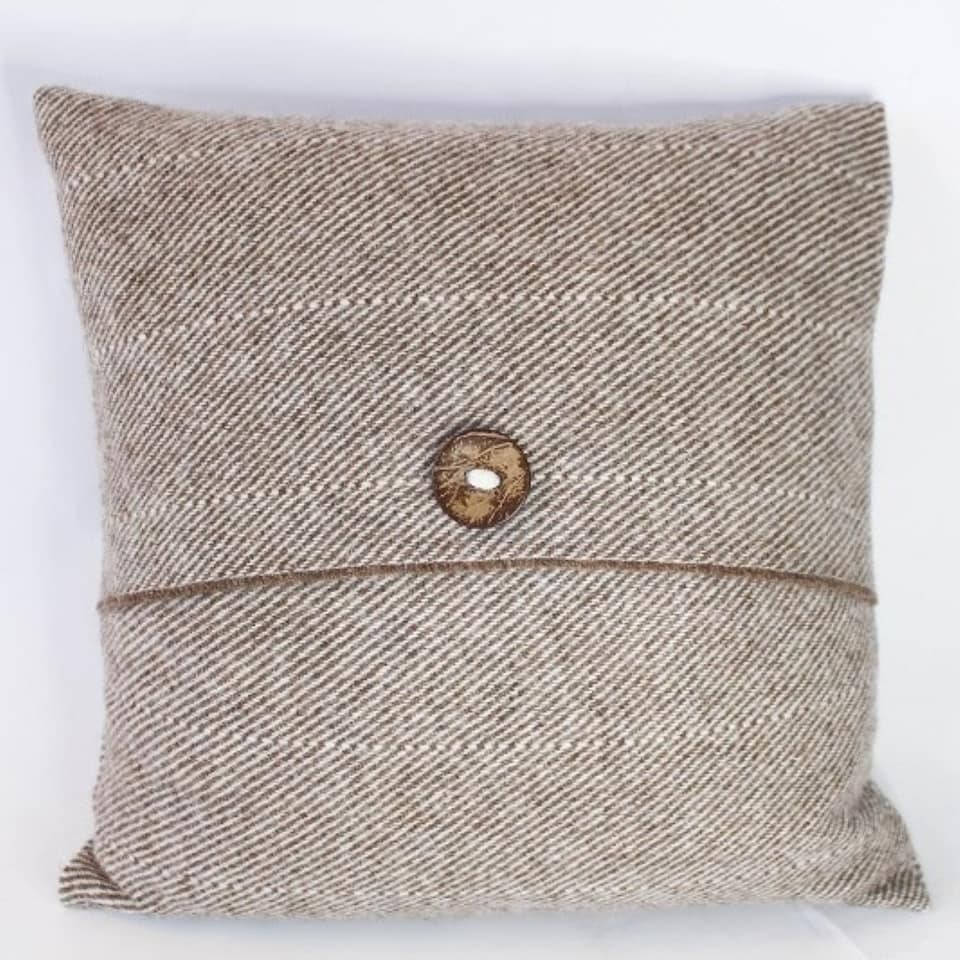 image 1 of Romney Marsh Wools, Fostum British Soft Wool Cushion, Button Design