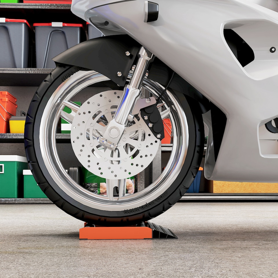 image 1 of HOMCOM Motorcycle Wheel Roller Stand for Tyre Cleaning and Chain Lubrication