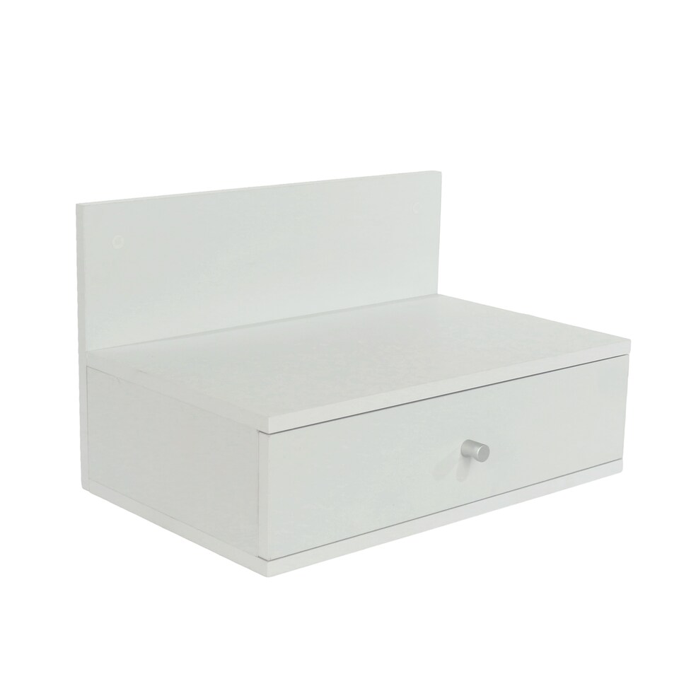image 1 of Pair of Kelly Wall-Mounted Bedside Cabinets with Drawer - Modern Floating Bedside Tables | White | White | One Size | 2