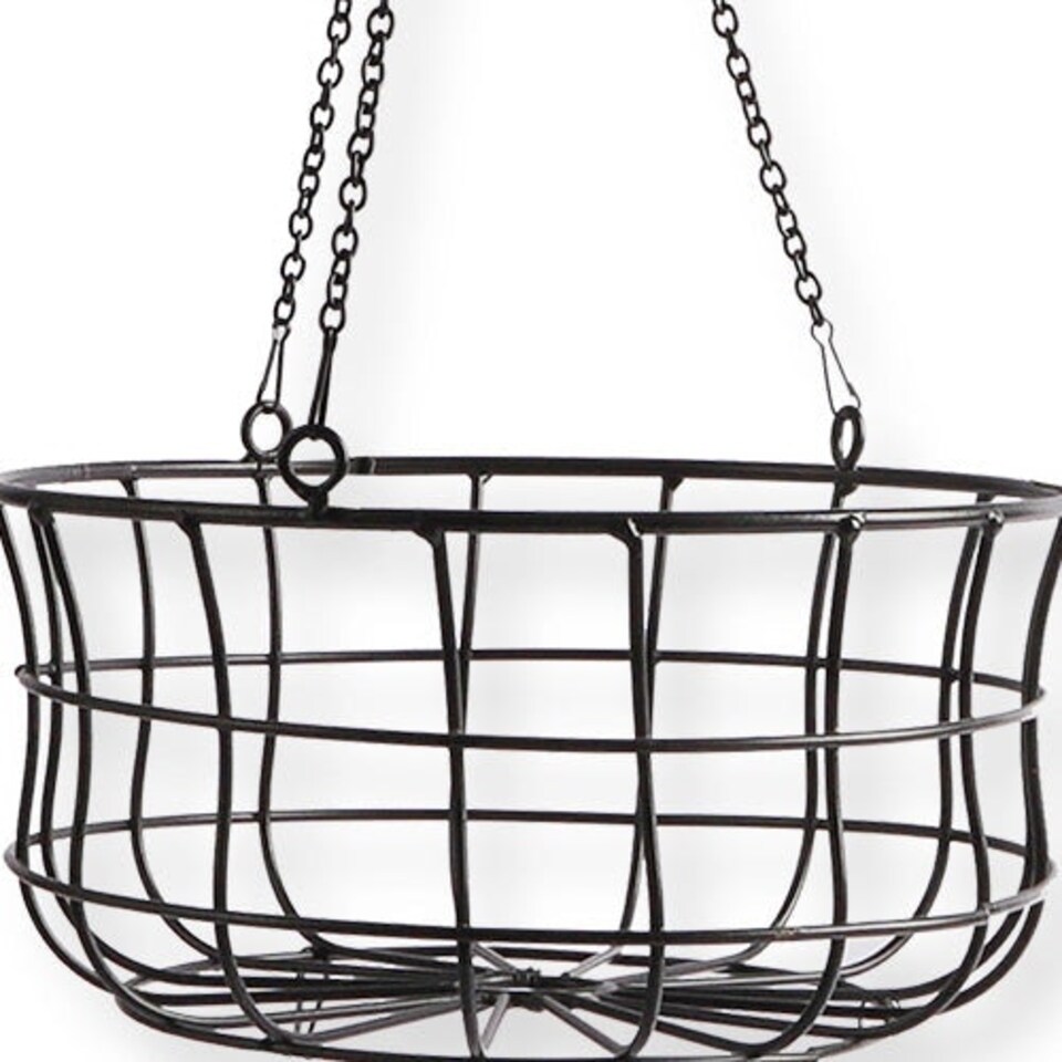 image 1 of Set Of 2 Hanging Wire Round Baskets White