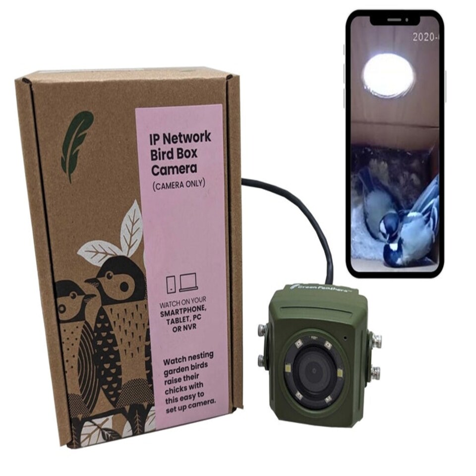image 1 of Wired Network Bird Box with Wildlife HD Camera - L0.75 x W0.95 x H1.38 cm Green | One Size