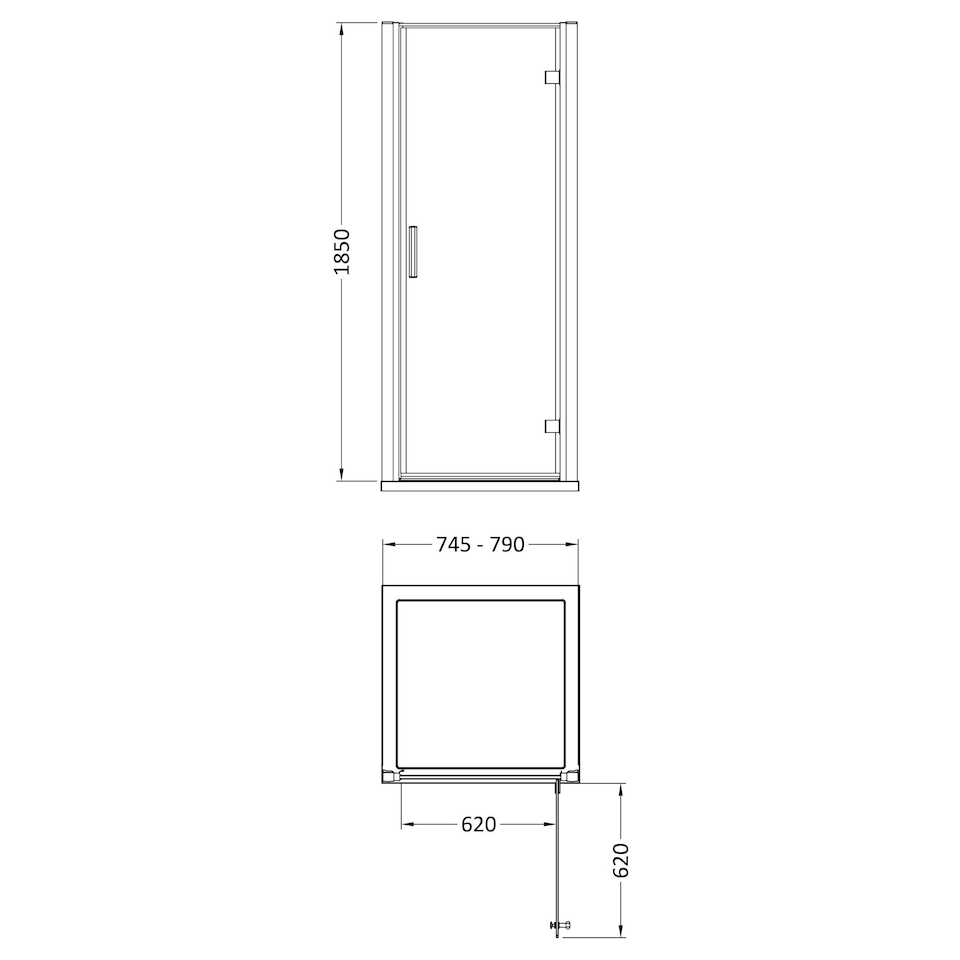 image 1 of Balterley 800mm Hinged Door 6mm Glass