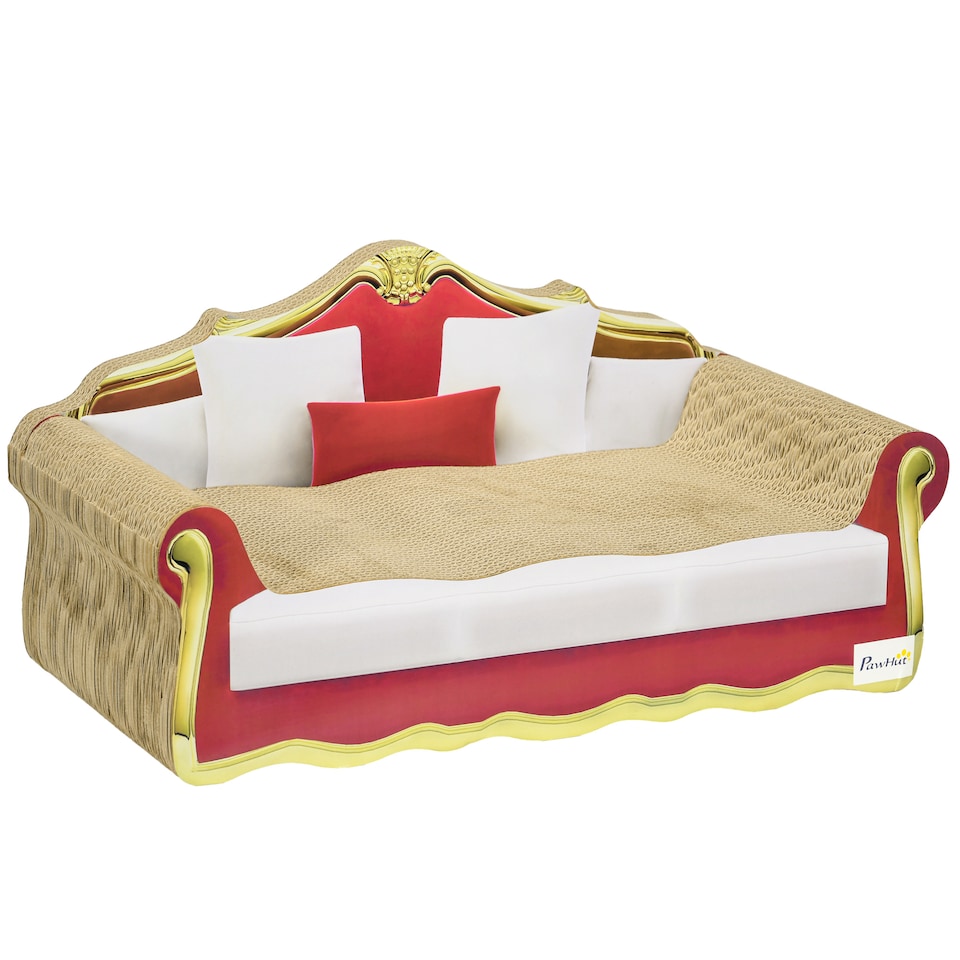 image 1 of PawHut Cat Scratcher Lounge Sofa Cardboard with Catnip, 58 x 29.5 x 29cm