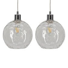 Set of 2 Barnum - Clear Dimpled Glass Easy Fit Pendant Shades | Clear | Medium | 2