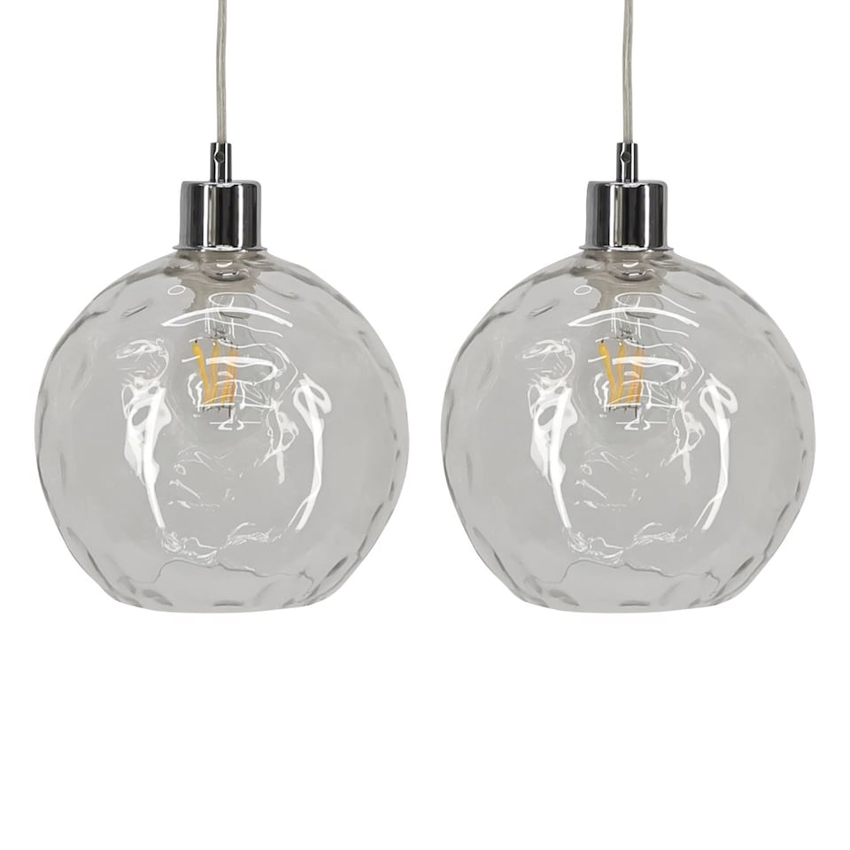image 1 of Set of 2 Barnum - Clear Dimpled Glass Easy Fit Pendant Shades | Clear | Medium | 2