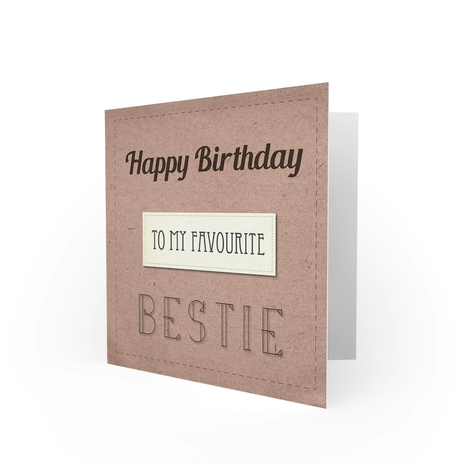 image 1 of To My Favourite Bestie Retro Simple Best Friend Birthday Card