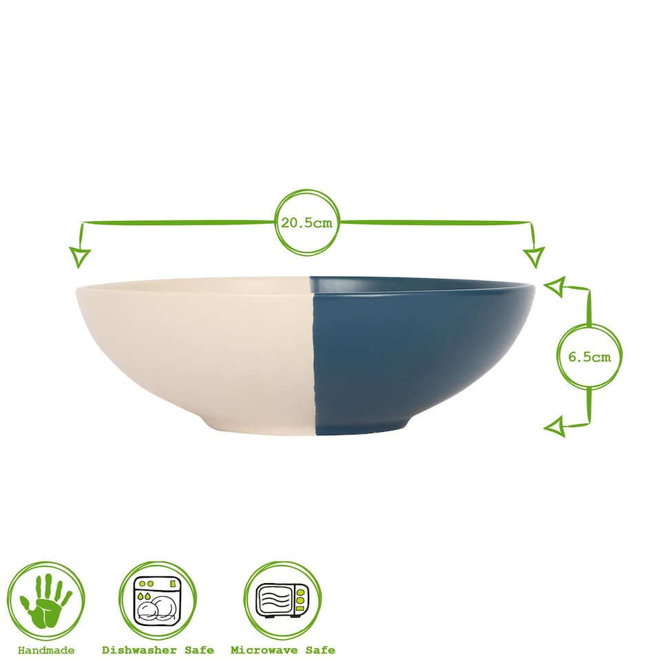 image 1 of Nicola Spring Dipped Stoneware Pasta Bowls - 20.5cm - Navy - Pack of 4 | Blue | Navy
