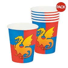 Knight Dragon 250ml Disposable Cup (Pack of 6) - Red/Blue/Yellow - One Size