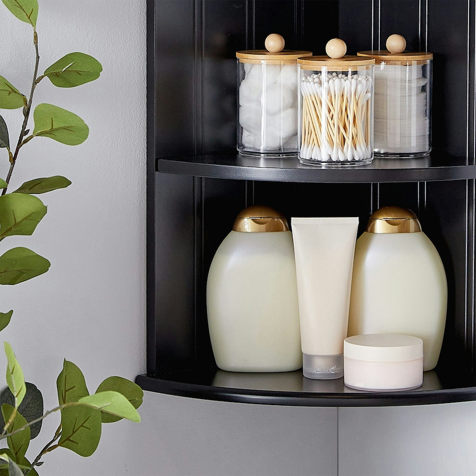 image 1 of VonHaus Shrewsbury Black Bathroom 3 Tier Corner Shelf