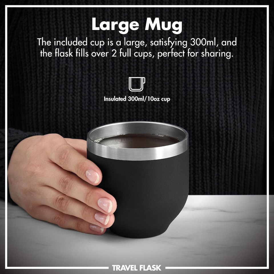 image 1 of Luma Flask & Mug, Vacuum Insulated, 700ml (24oz) | Black | Black | One Size