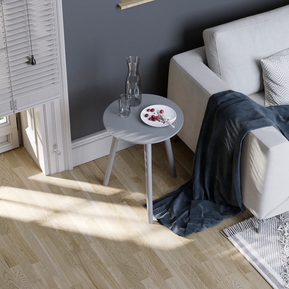 image 1 of Vida Designs Round Side Table Sofa Bedside Coffee Table, Grey