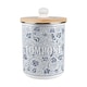 image 1 of Oak Leaves & Berries Compost Caddy - Metal 2L Blue Decorative Kitchen Food Waste Bin