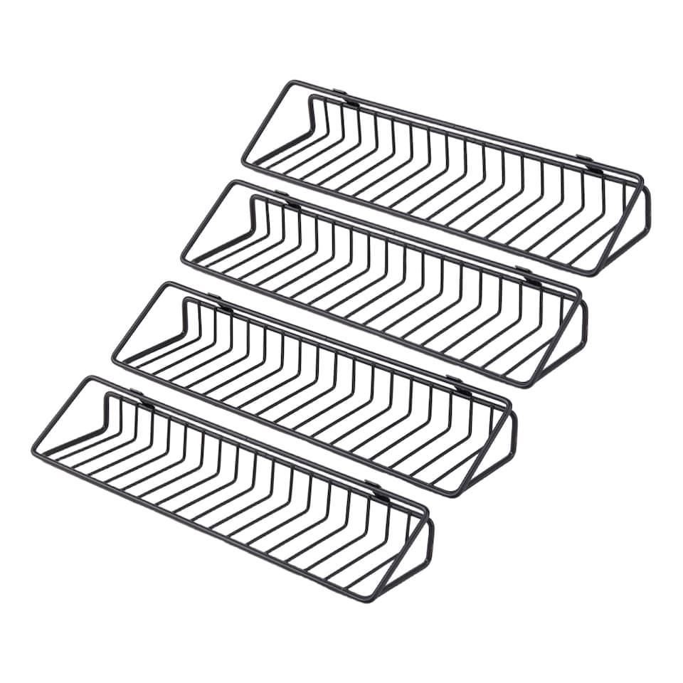 image 1 of Living and Home 4Pcs Wall-Mounted Spice Racks | Black