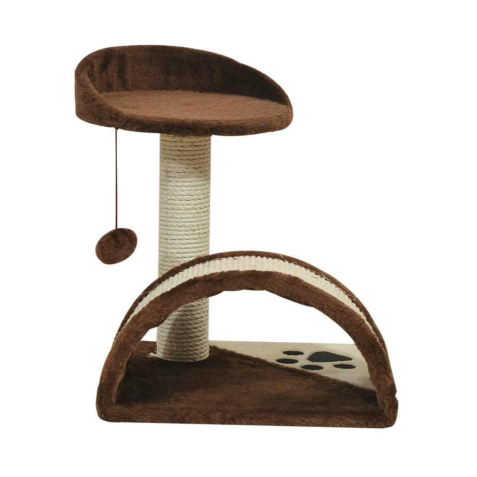 image 1 of PawHut Cat Tree Scratching Post Activity Centre Climber Hanging Ball Brown