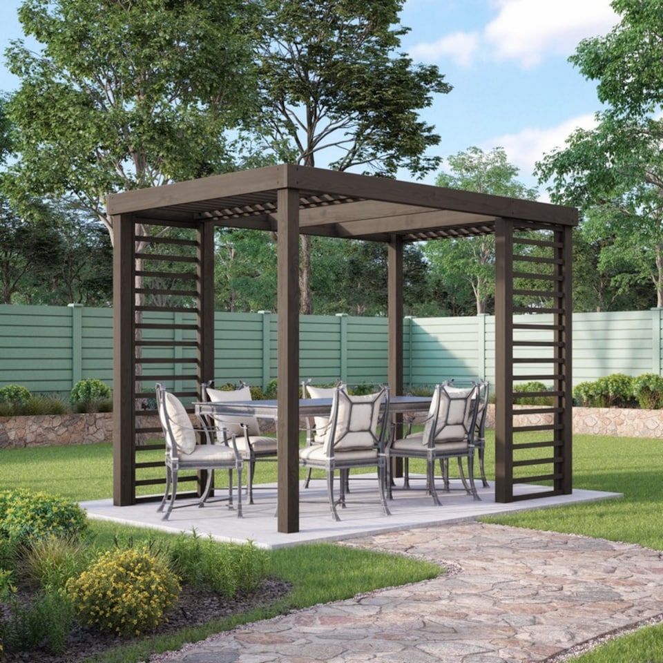 image 1 of Panel Pergola - Wood - L480 x W480 cm - Rustic Brown