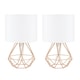 image 4 of ValueLights Angus Pair Copper Metal Basket Cage Table Lamps White Shades