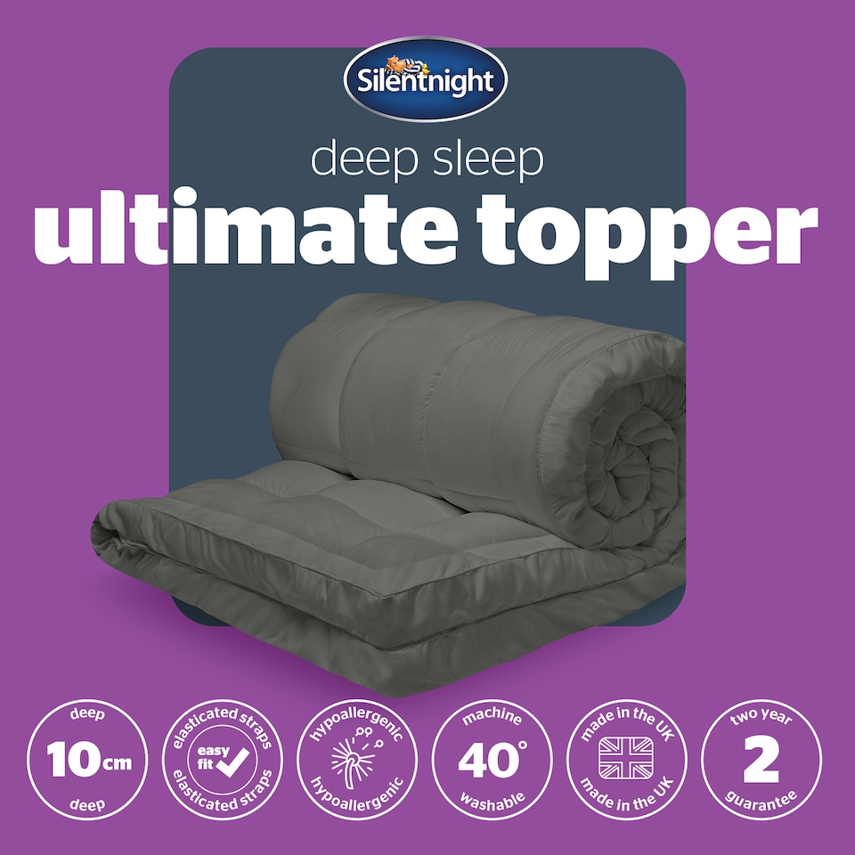 image 1 of Silentnight Deep Sleep Ultimate Mattress Topper 1000, 10cm Thick, Grey