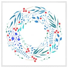 Blue decorative reath (Picture Frame) White | XL