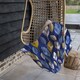 image 4 of White Blue & Gold Leaves On Navy Blanket | Multi
